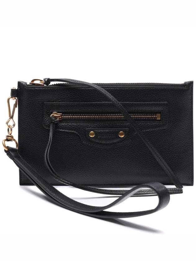 Luxury Balenciaga Trending 2026 Neo Classic Grained Calfskin Clutch Bag Black