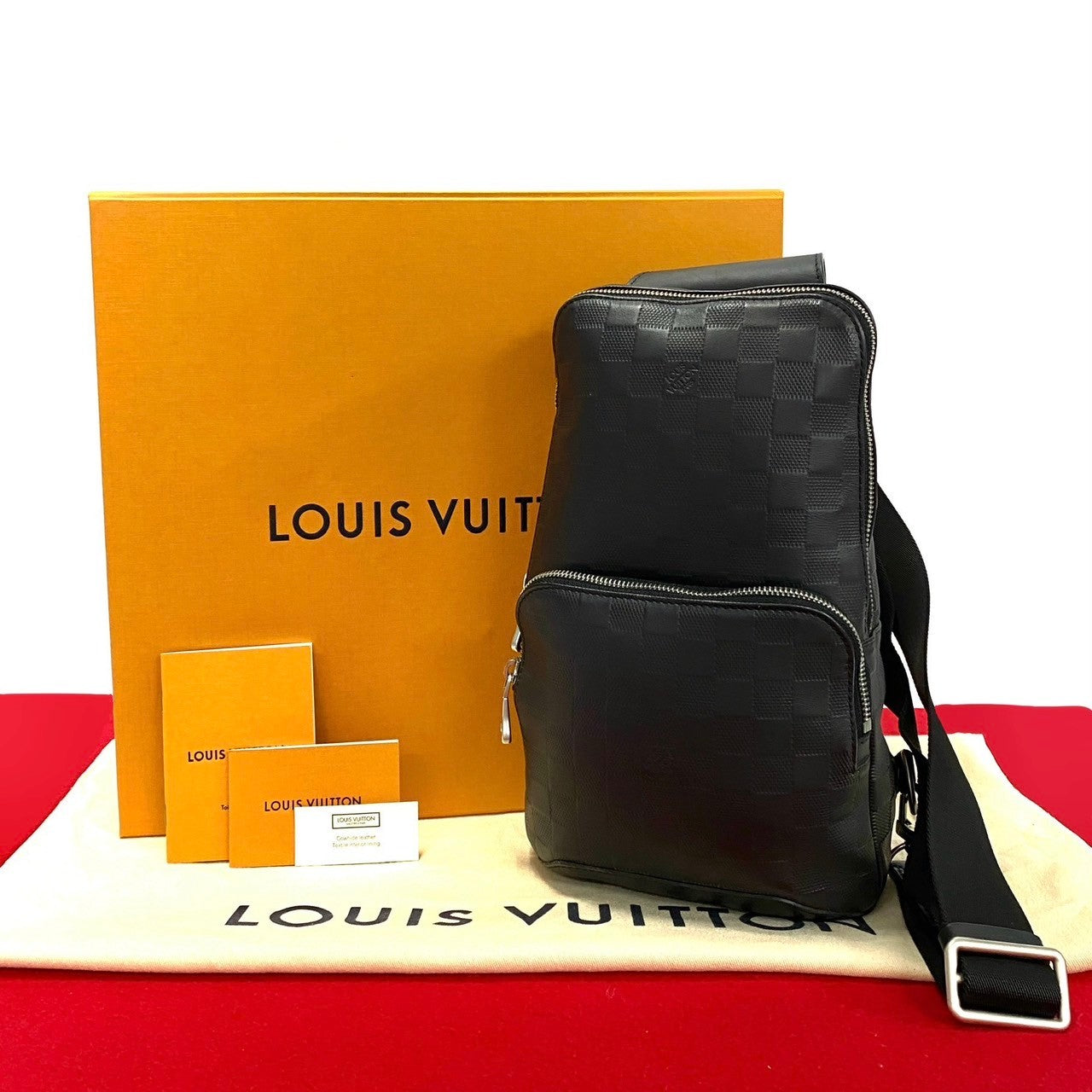 LOUIS VUITTON Shoulder Bag leather black Damier Anfini avenue sling mens