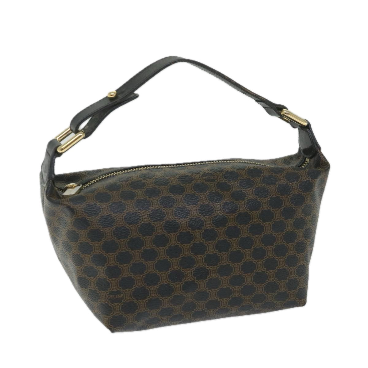 Luxury CELINE Macadam Canvas Hand Bag PVC Leather Black Brown 57309