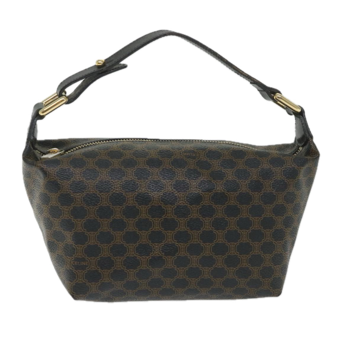 Luxury CELINE Macadam Canvas Hand Bag PVC Leather Black Brown 57309