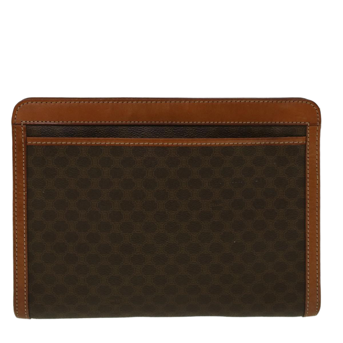 Luxury CELINE Macadam Canvas Clutch Bag PVC Leather Brown 57314