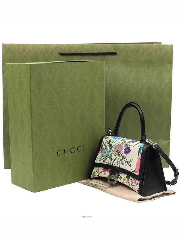 Gucci Luxury Balenciaga Trending 2026 Cotton Canvas Black Leather Hacker Project Flora Small Hour Glass 2WAY