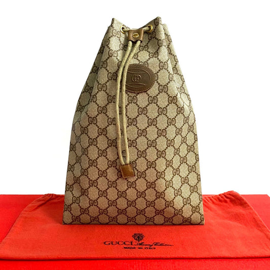 GUCCI Handbag Leather, PVC Brown GG logo Women