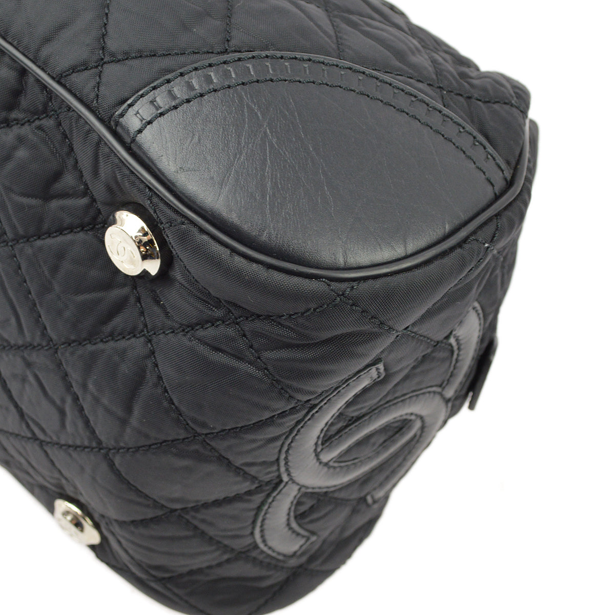Chanel Black Nylon Calfskin Paris New York Duffle Handbag