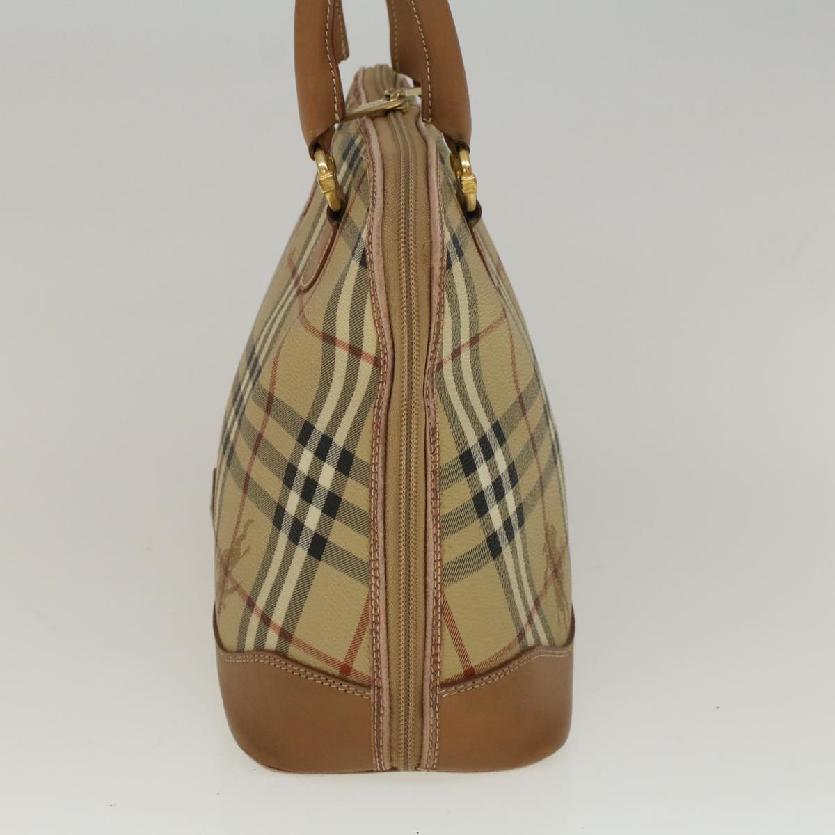Burberry Nova Check Hand Bag PVC Leather 2way Beige Black Auth 58089