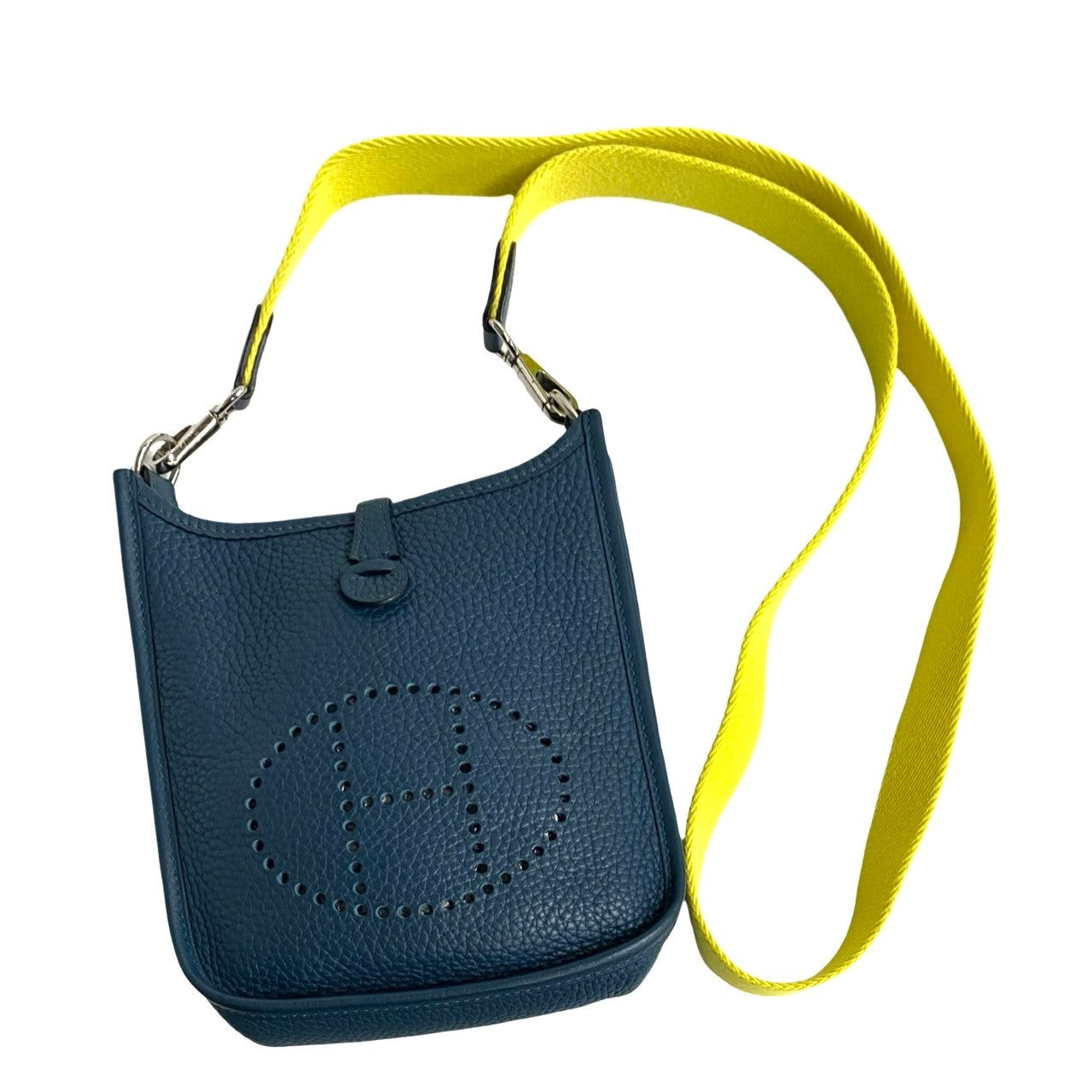 HERMES Shoulder Bag Taurillon Clemence, Leather blue Evelyn TPM Women