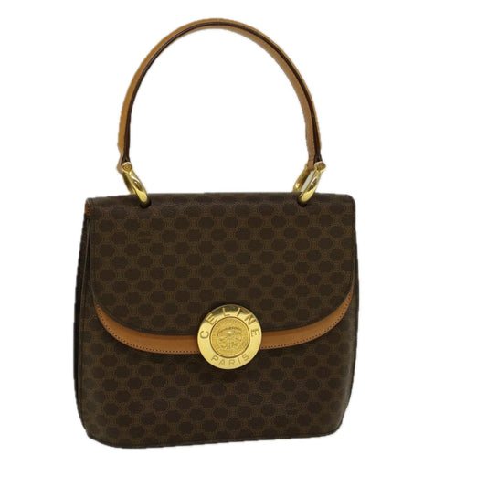 Luxury CELINE Macadam Canvas Hand Bag PVC Leather Brown 58408