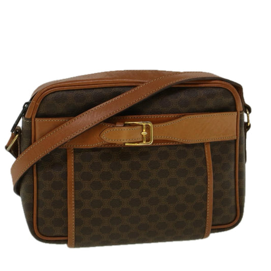 Luxury CELINE Macadam Canvas Shoulder Bag PVC Leather Brown 58514