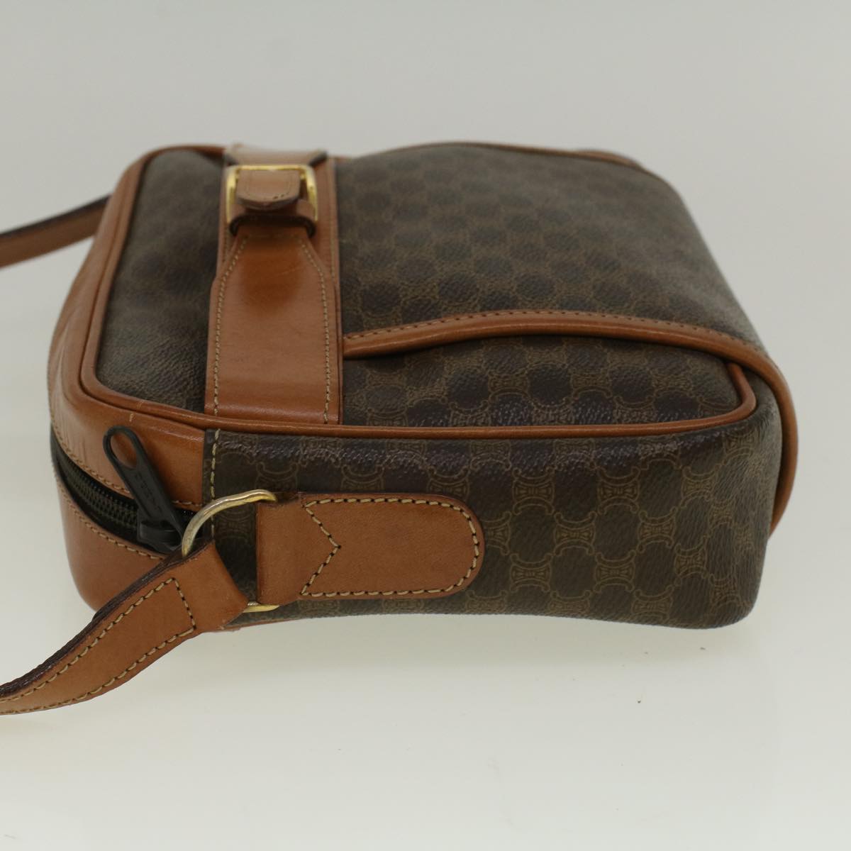 Luxury CELINE Macadam Canvas Shoulder Bag PVC Leather Brown 58514