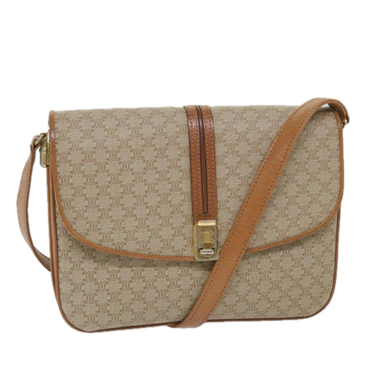 Luxury CELINE Macadam Canvas Shoulder Bag Beige 58580