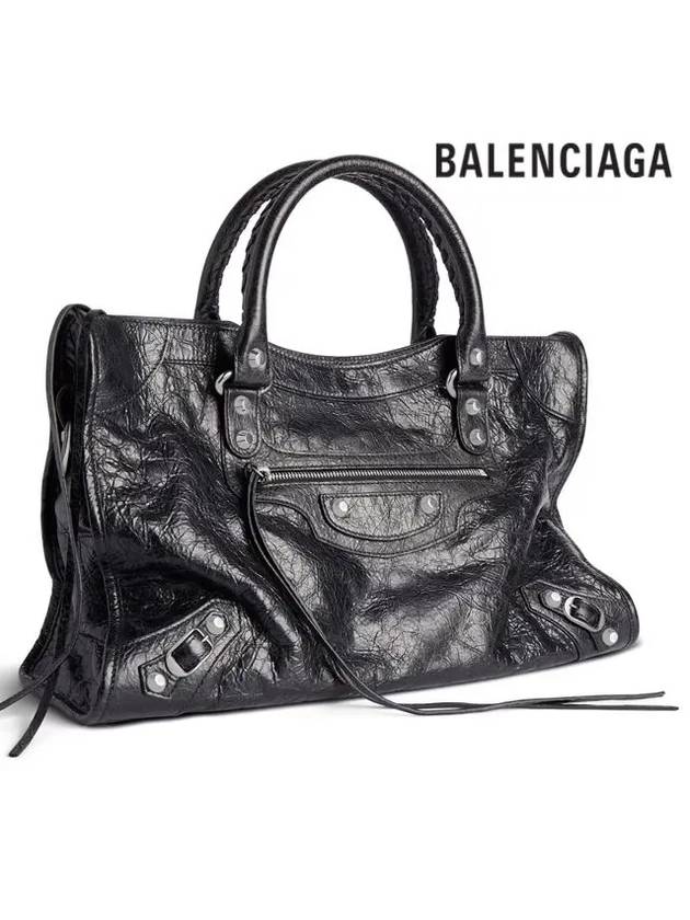 Luxury Balenciaga Trending 2026 Le City Medium Leather Tote Bag Black