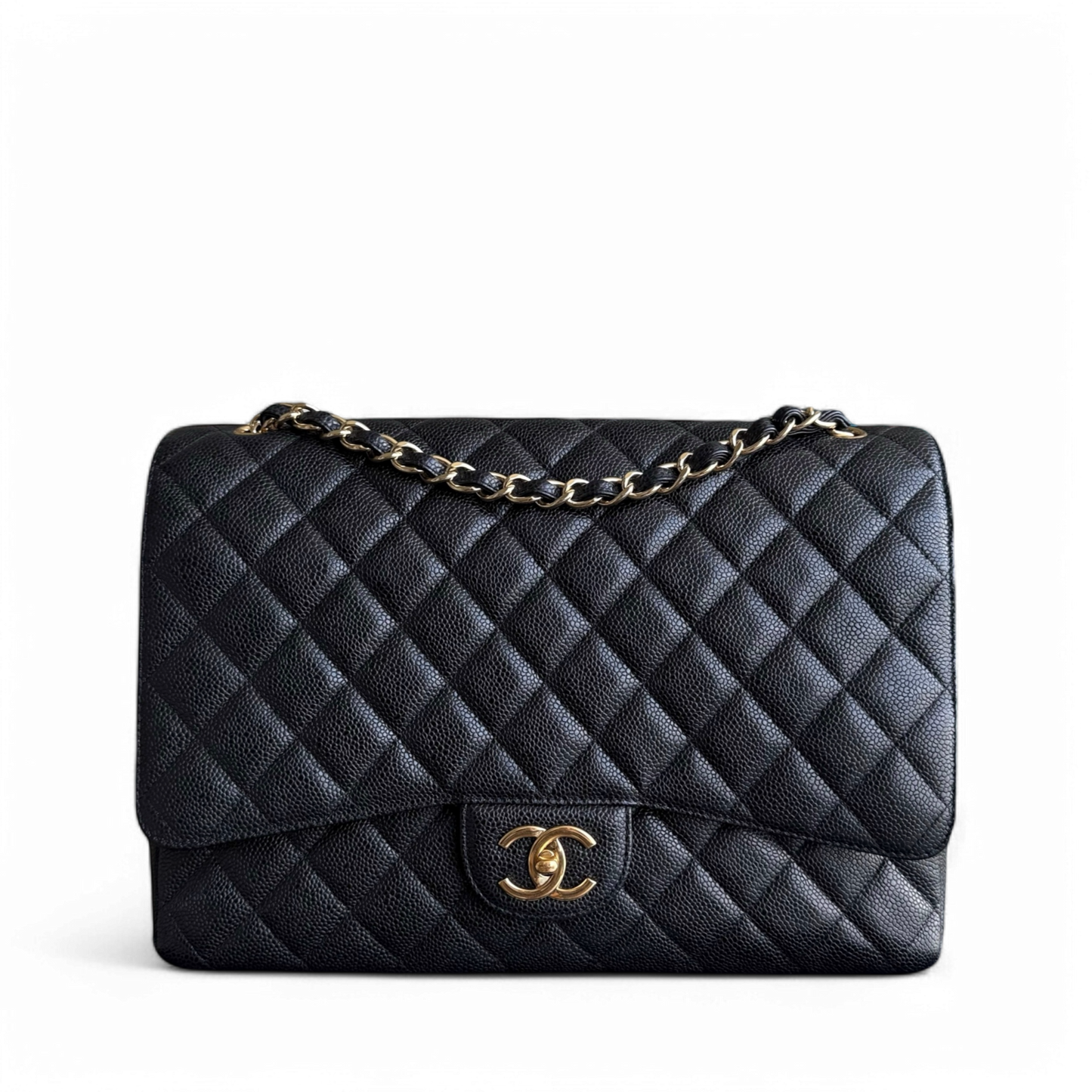 Chanel Classic Flap Maxi - Caviar Double Flap 33CM Quilted Black Gold Hardware