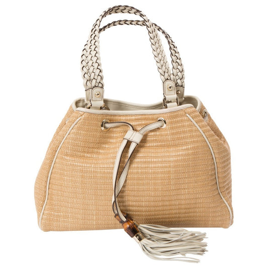Gucci beige wicker handbag