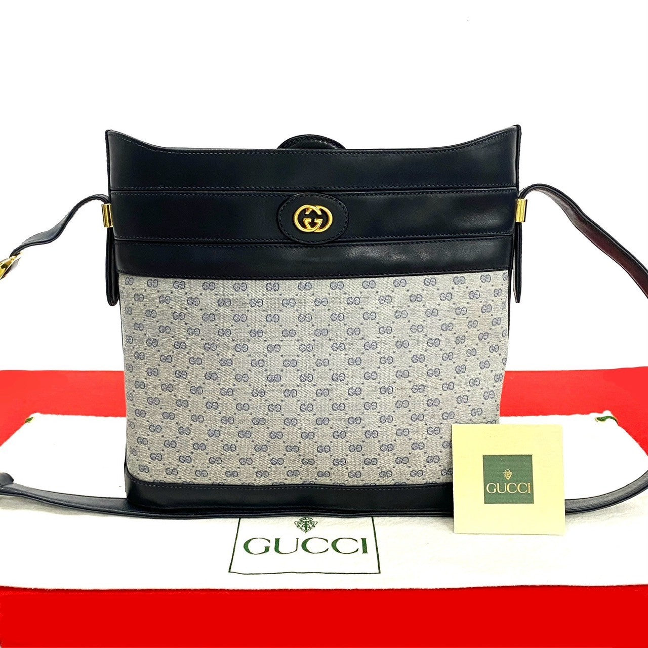 GUCCI Shoulder Bag leather Navy