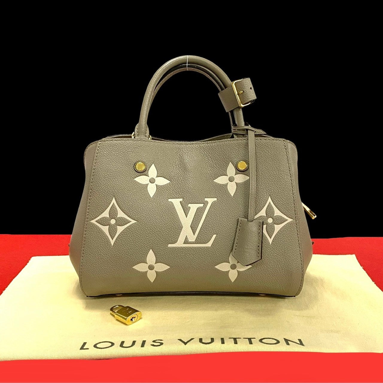 LOUIS VUITTON Handbag leather beige Monogram Ann Platt Montaigne BB Women
