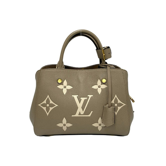 LOUIS VUITTON Handbag leather beige Monogram Ann Platt Montaigne BB Women