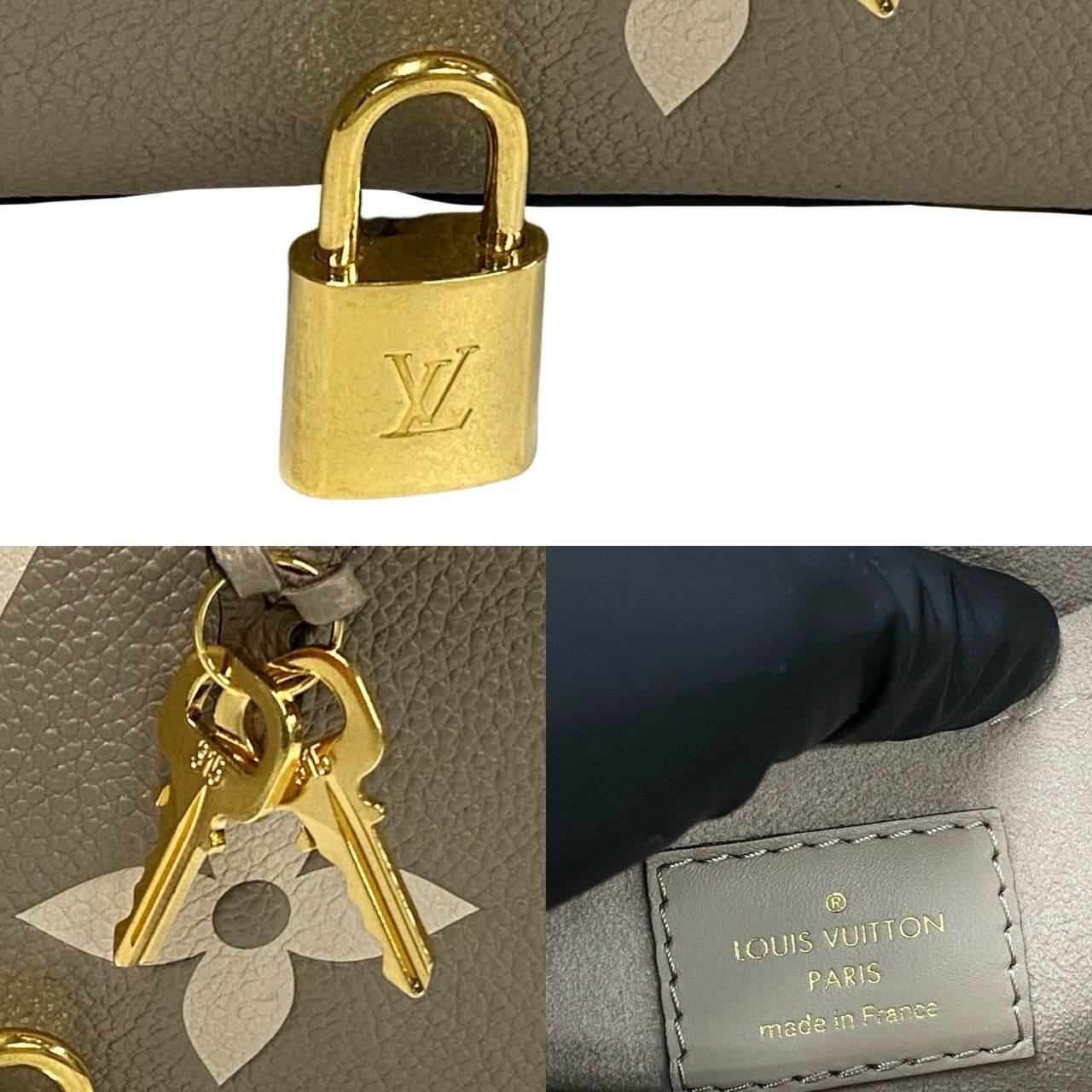 LOUIS VUITTON Handbag leather beige Monogram Ann Platt Montaigne BB