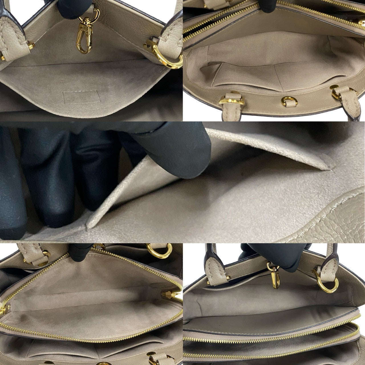 LOUIS VUITTON Handbag leather beige Monogram Ann Platt Montaigne BB Women