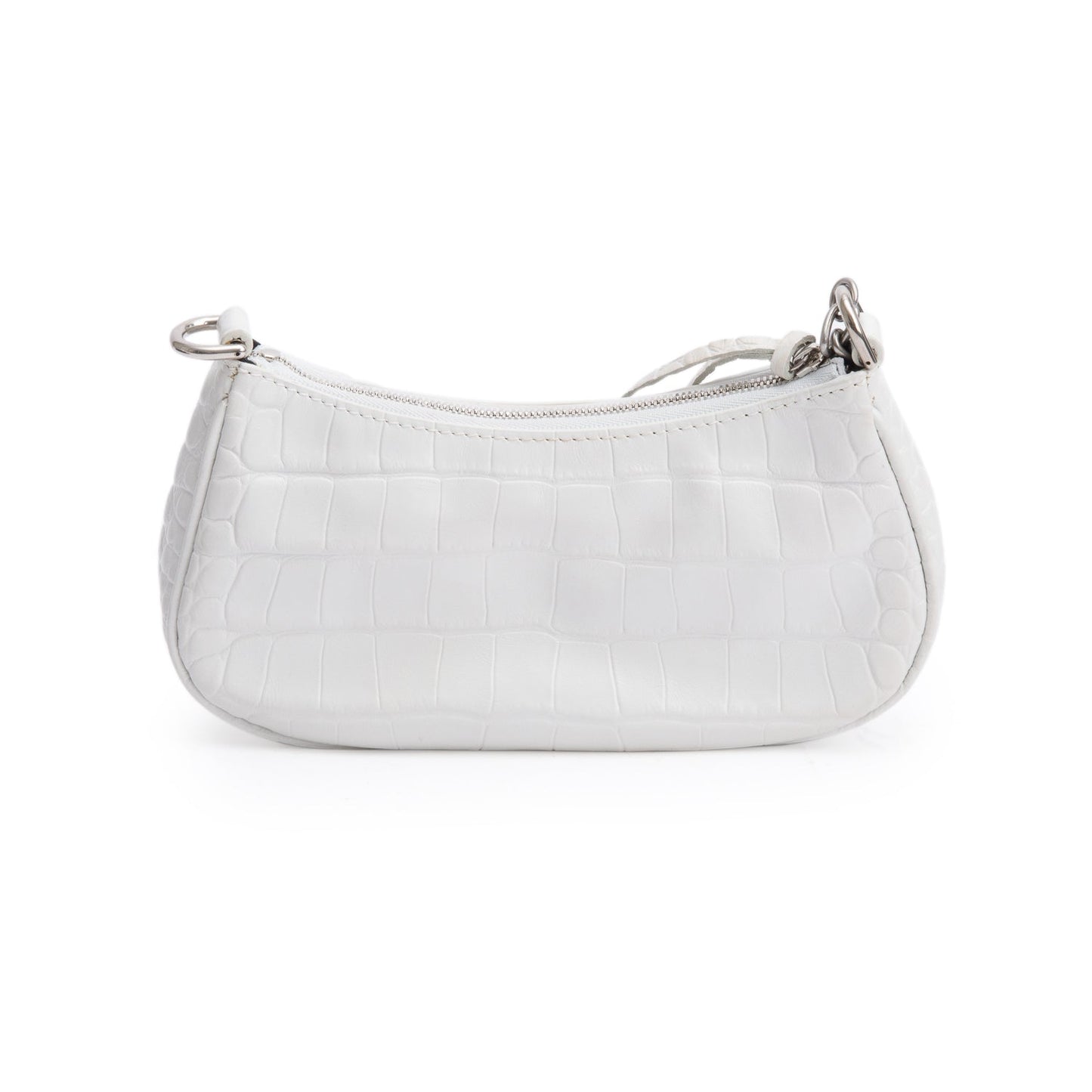 Balenciaga White Crocodile Embossed Leather Mini Le Cagole Crossbody with Chain