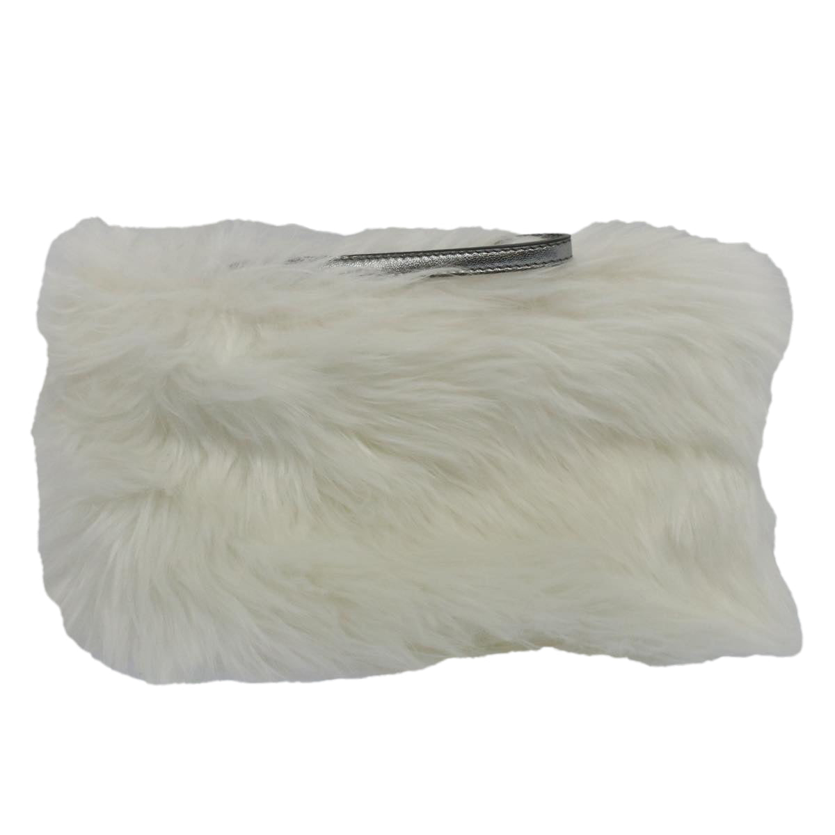 PRADA Clutch Bag Fur White Auth