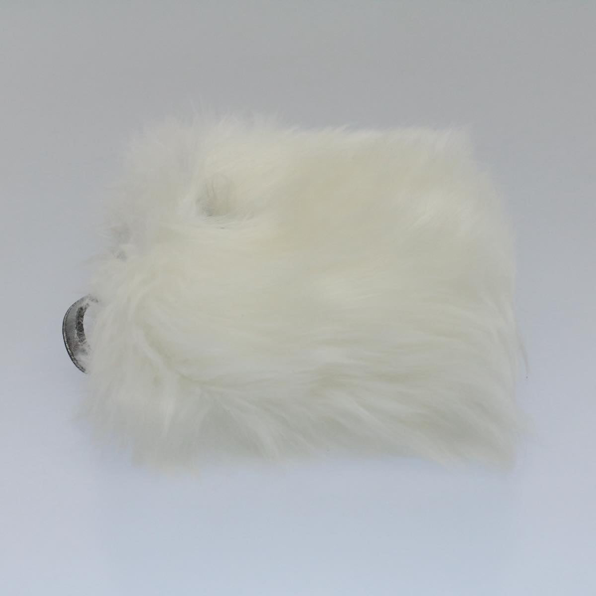 PRADA Clutch Bag Fur White Auth