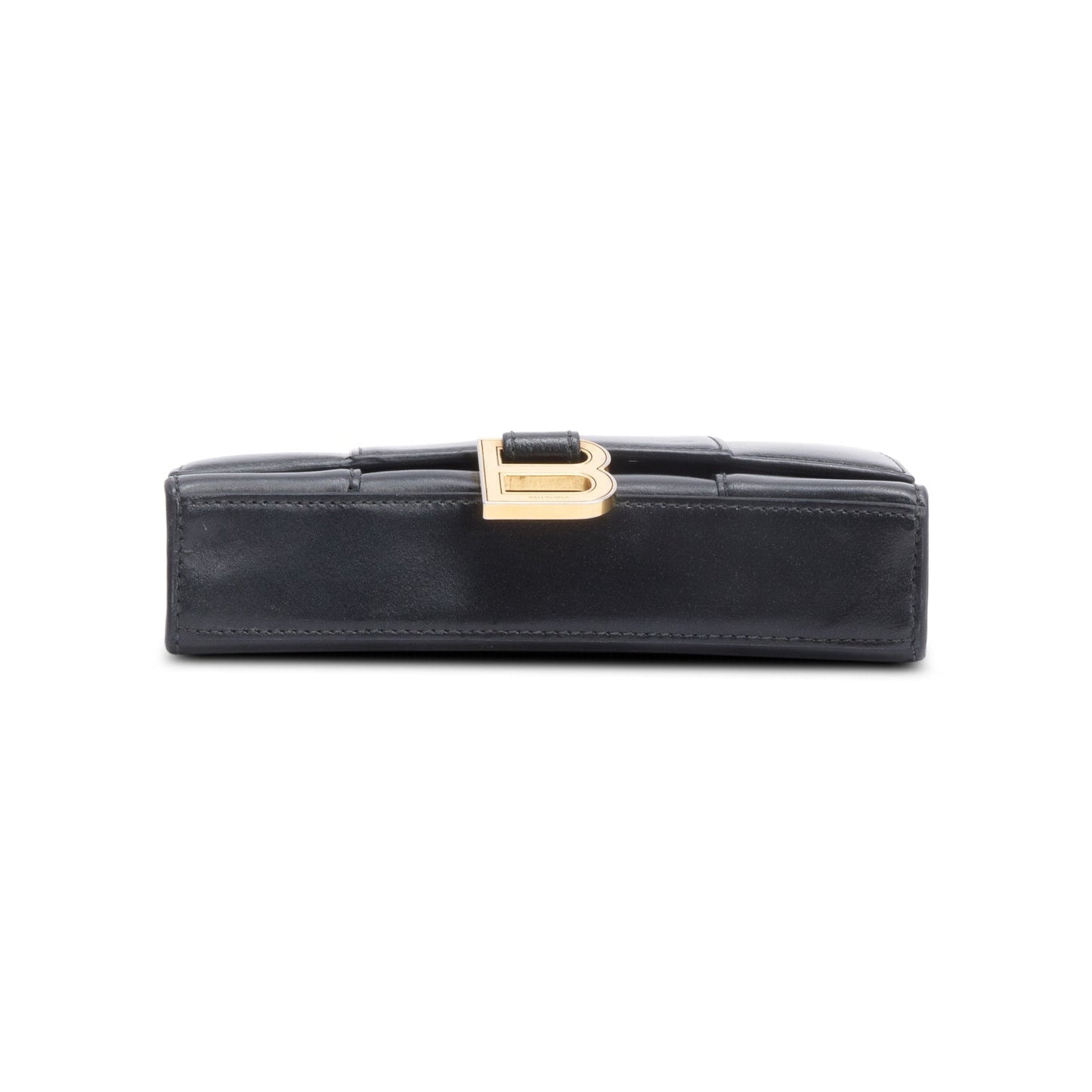 Balenciaga Black Smooth Leather Hourglass Wallet on Chain