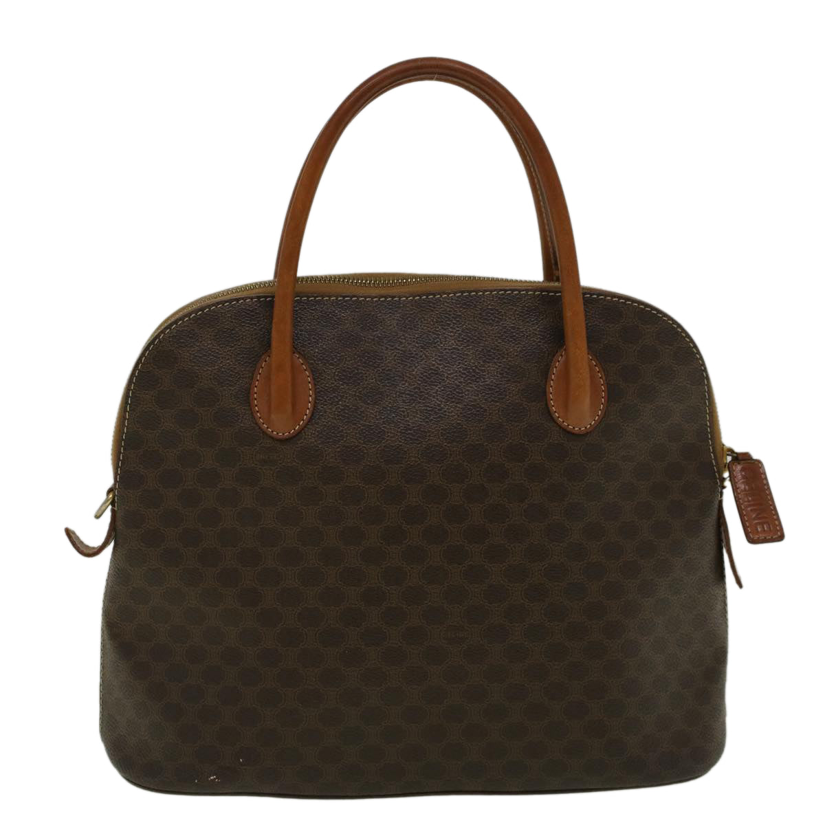 Luxury CELINE Macadam Canvas Hand Bag PVC Leather Brown 59246