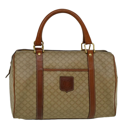 Luxury CELINE Macadam Canvas Hand Bag PVC Leather Beige 59247