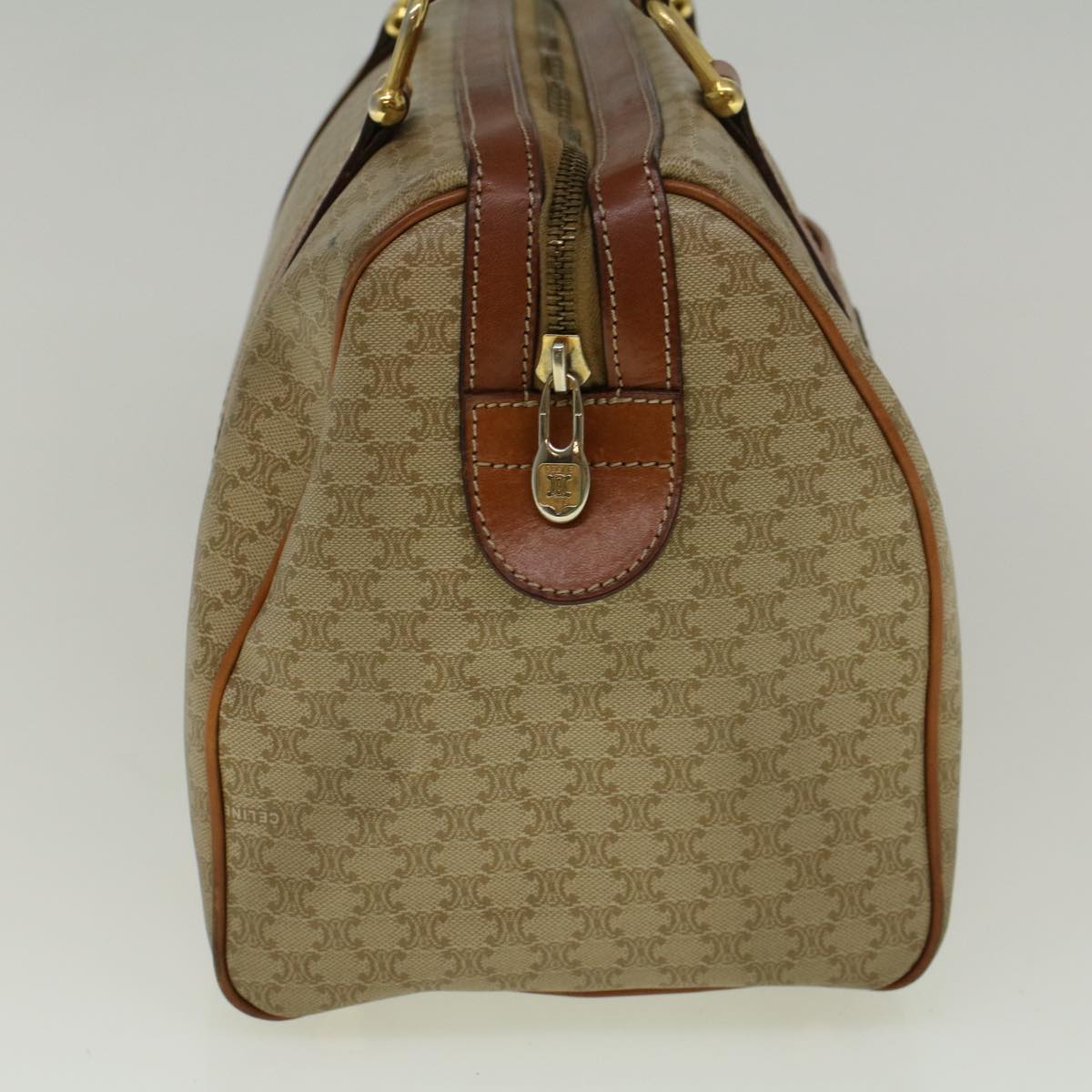 Luxury CELINE Macadam Canvas Hand Bag PVC Leather Beige 59247