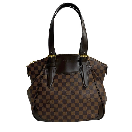 LOUIS VUITTON Handbag Leather, PVC Brown Damier Verona MM Women