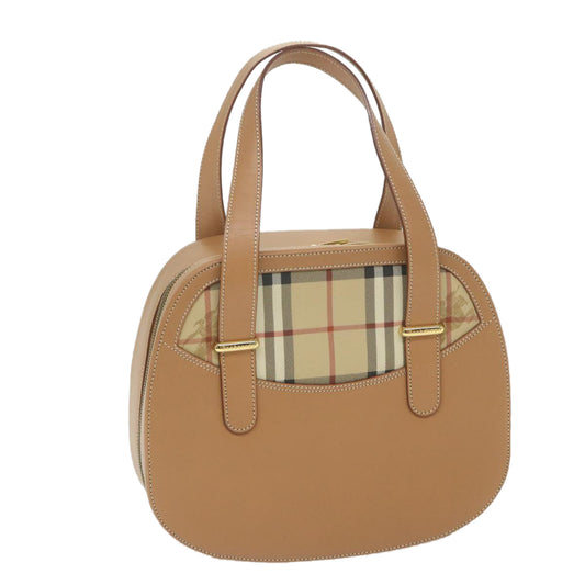 Burberry Hand Bag Leather Beige Auth 59466