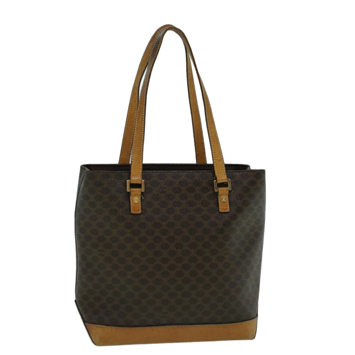 Luxury CELINE Macadam Canvas Hand Bag PVC Leather Brown 59527