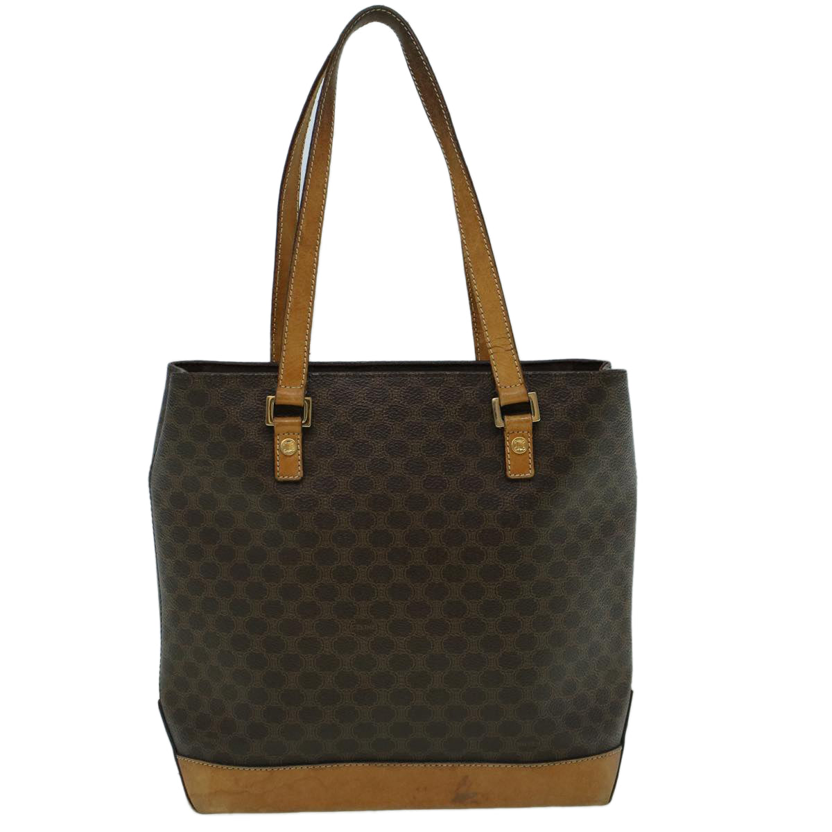 Luxury CELINE Macadam Canvas Hand Bag PVC Leather Brown 59527