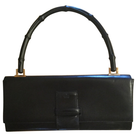 Gucci bamboo black leather handbag