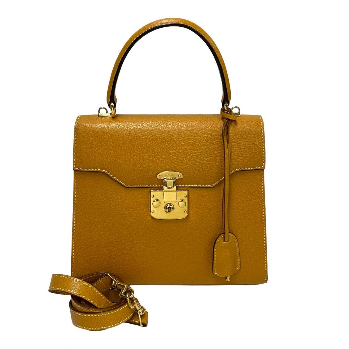 GUCCI Shoulder Bag leather yellow Ready lock