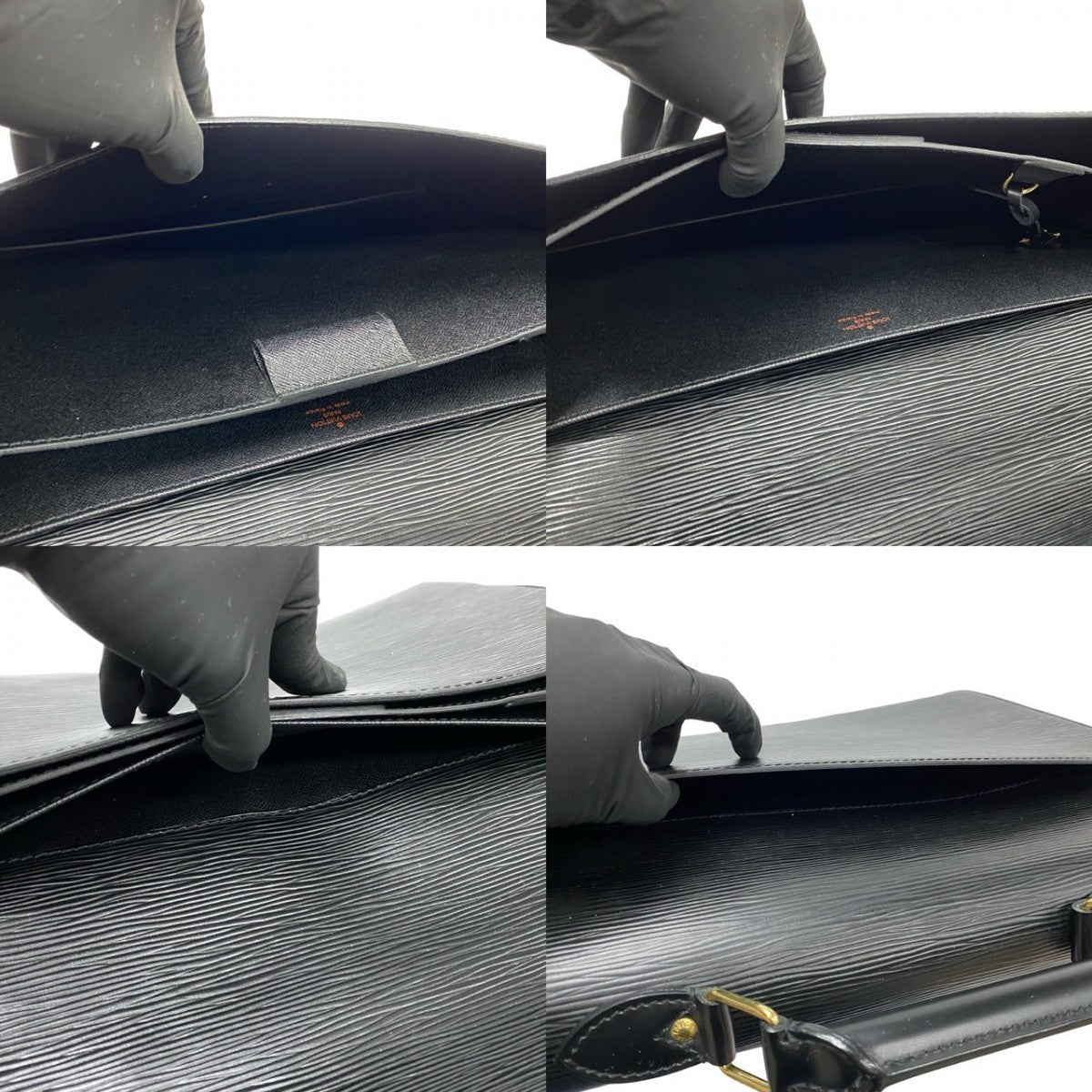 LOUIS VUITTON Business bag leather black Epi Serviette Ambassador mens