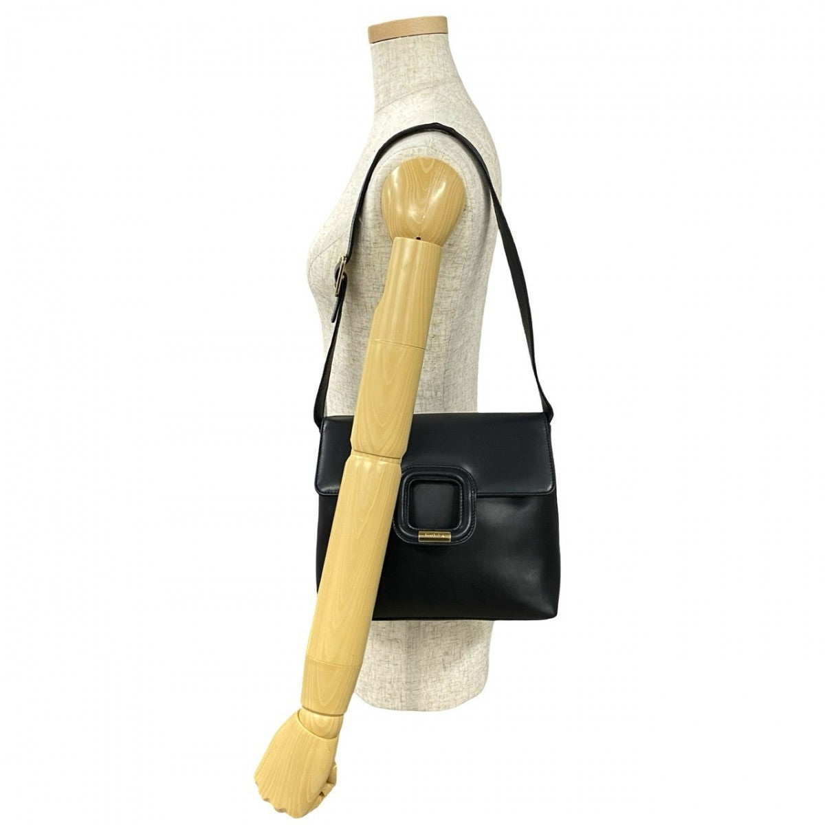 GUCCI Shoulder Bag leather Navy logo Metal Women