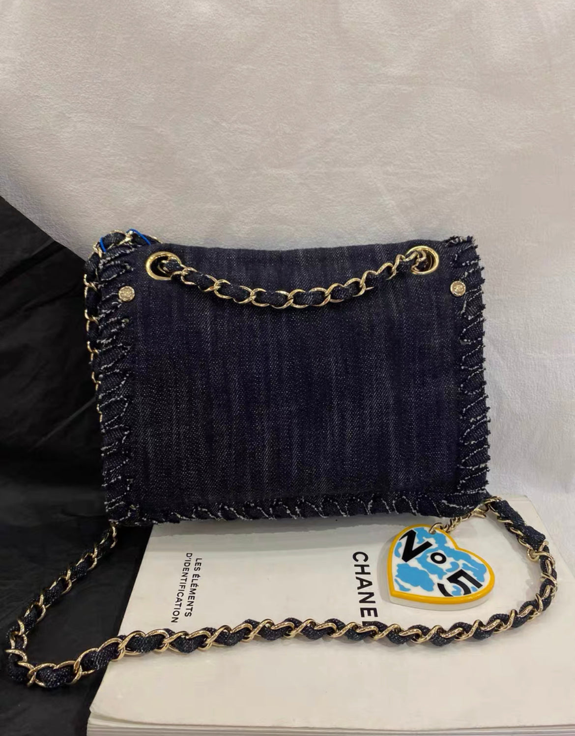 CHANEL 2006 NIGHT FLIGHT DENIM REISSUE AIRPLANE RAINBOW BAG 24K GHW