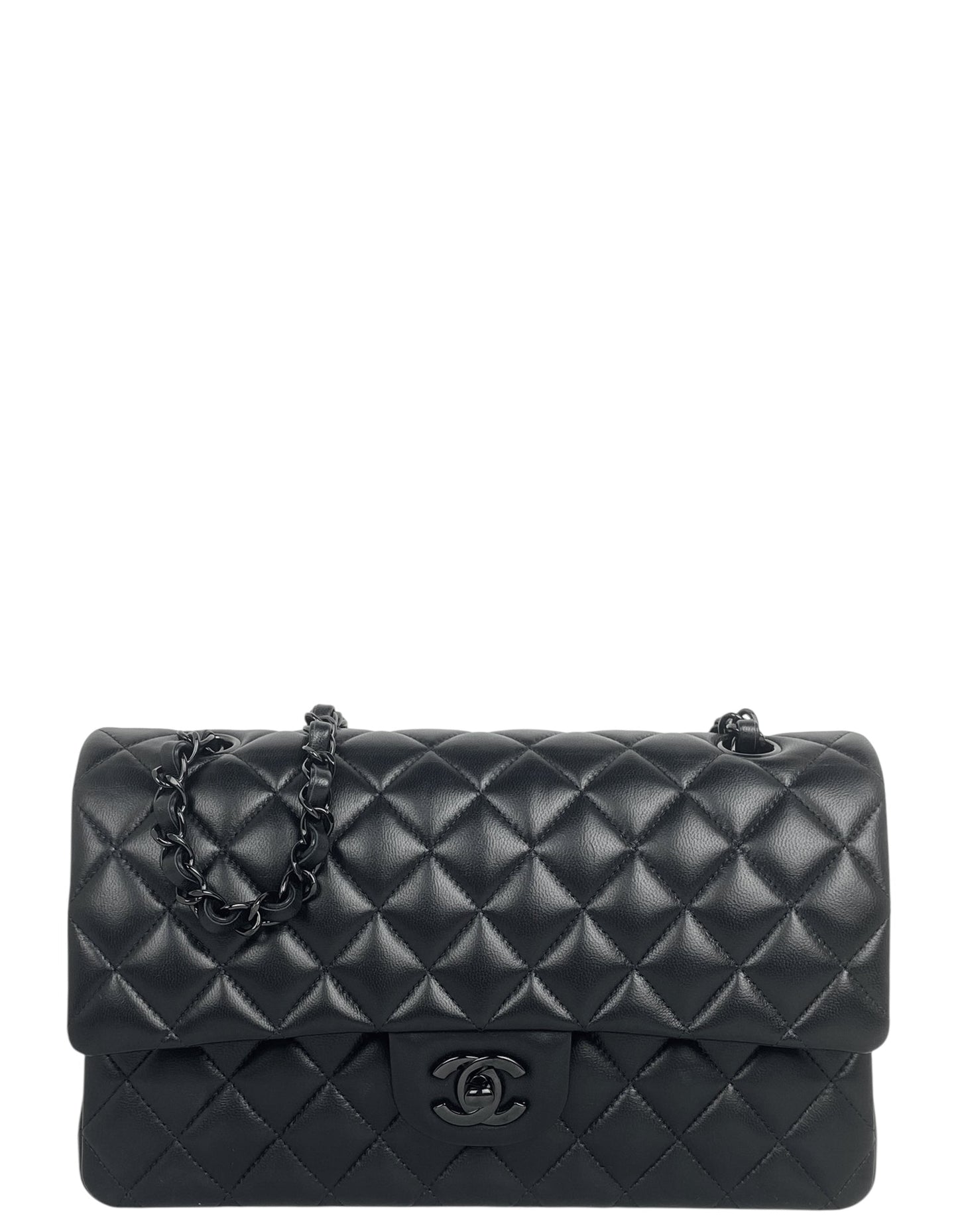 Chanel 2025 SO BLACK Lambskin Medium Double Flap Bag