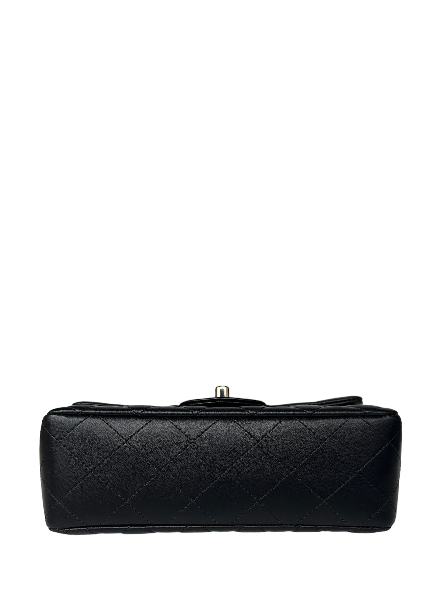 Chanel Black Lambskin Leather Quilted Rectangular Mini Flap Bag