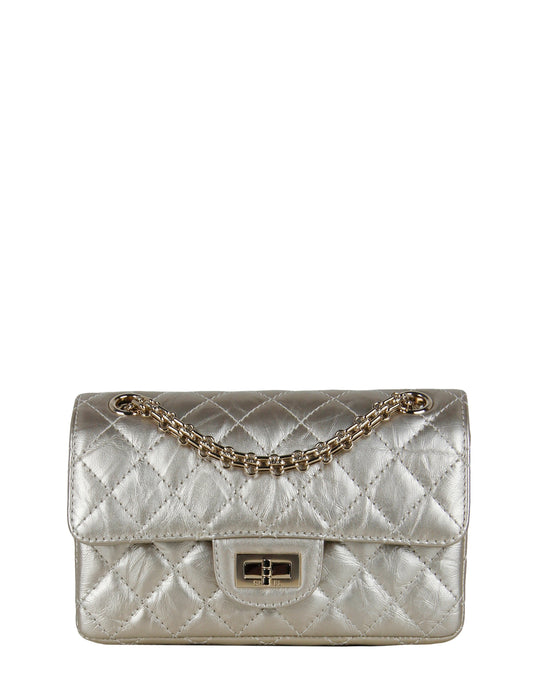 Chanel Metallic Gold Leather 2.55 Mini 224 Reissue Flap Bag