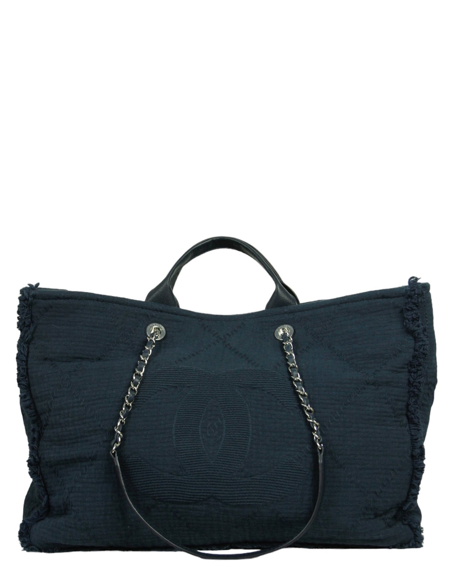 Chanel Navy Canvas Extra Large Double Face Shopping Tote