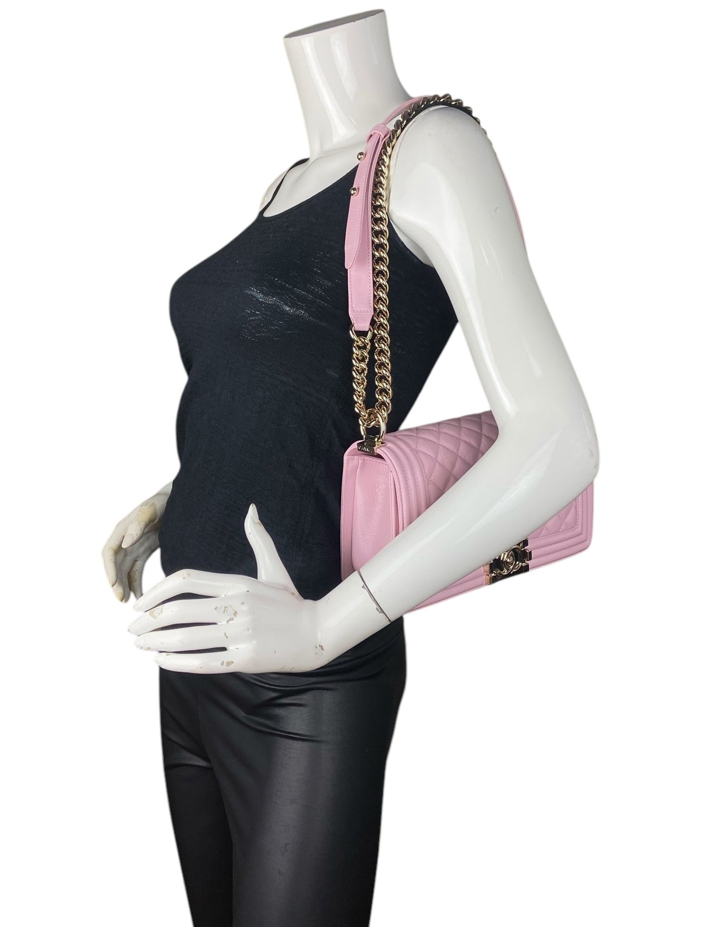Chanel 2025 Pink Caviar Medium Boy Bag