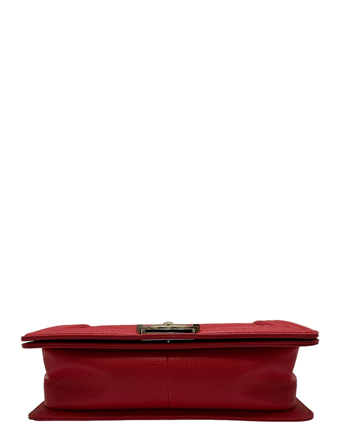 Chanel Red Caviar Leather Quilted Medium Boy Bag