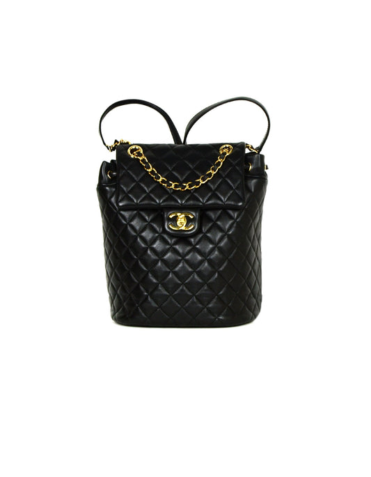 Chanel Black Lambskin Quilted Leather Small Urban Spirit Backpack Bag