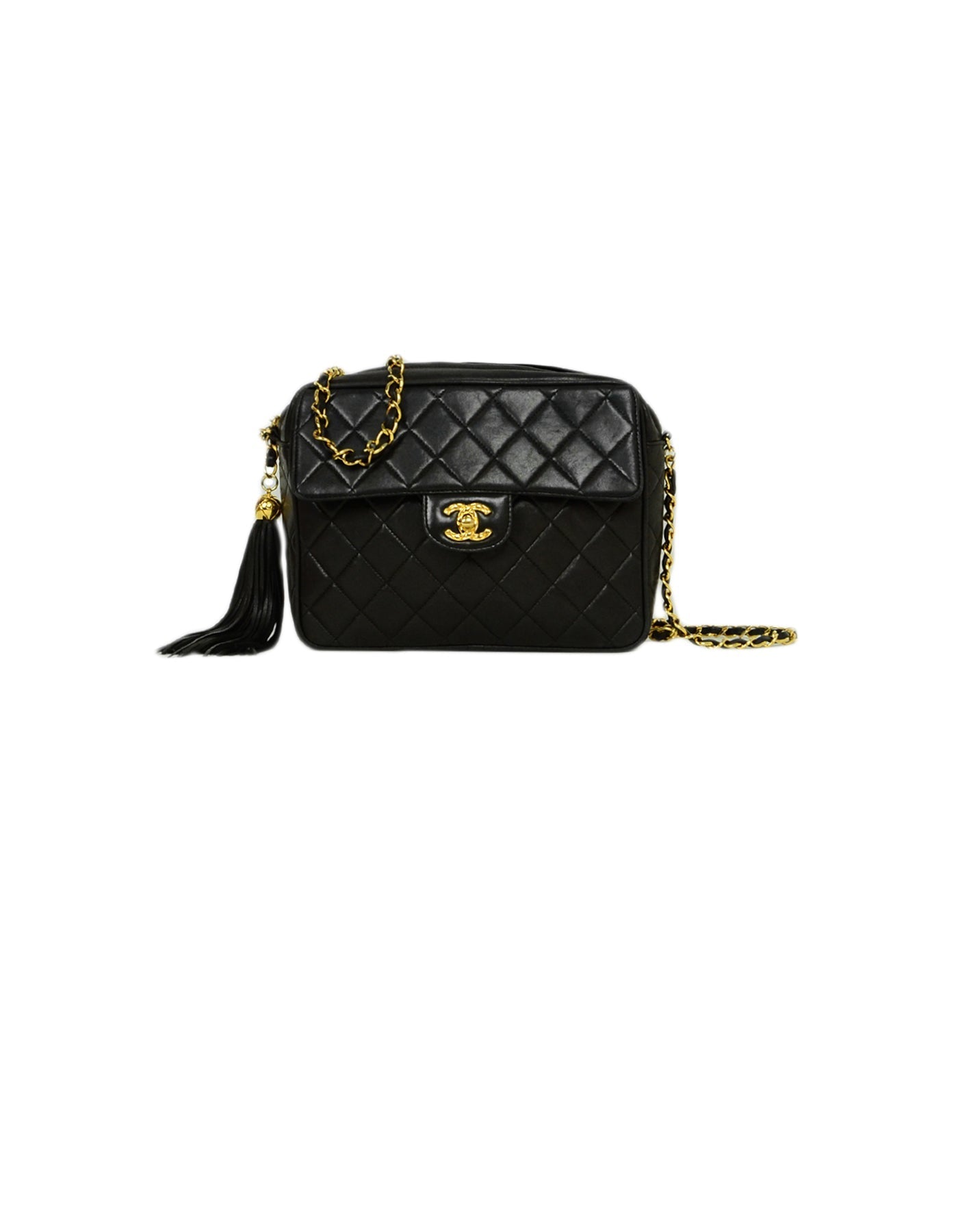 Chanel Black Lambskin Quilted CC Camera Crossbody Bag