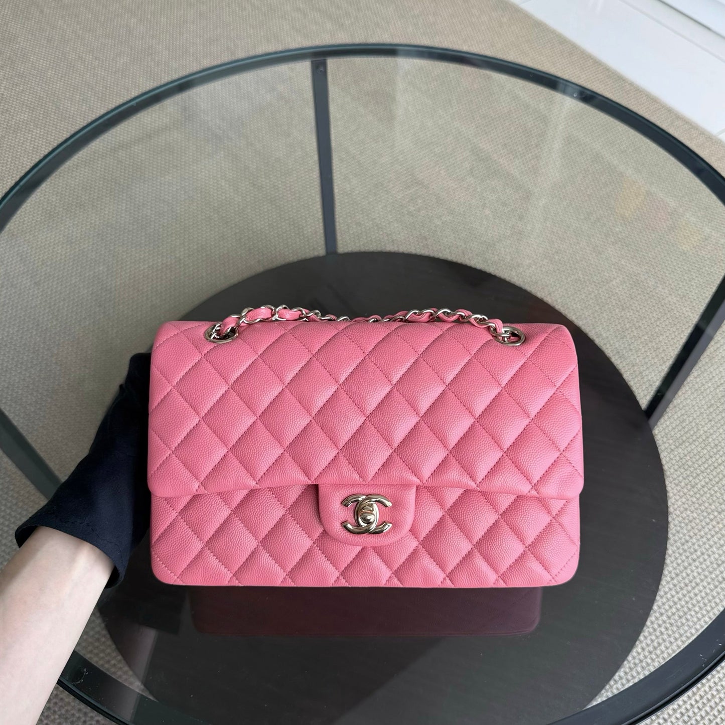 Chanel Classic Flap Medium - Caviar 25CM Quilted Grained Calfskin Pink Gold Hardware Series 28