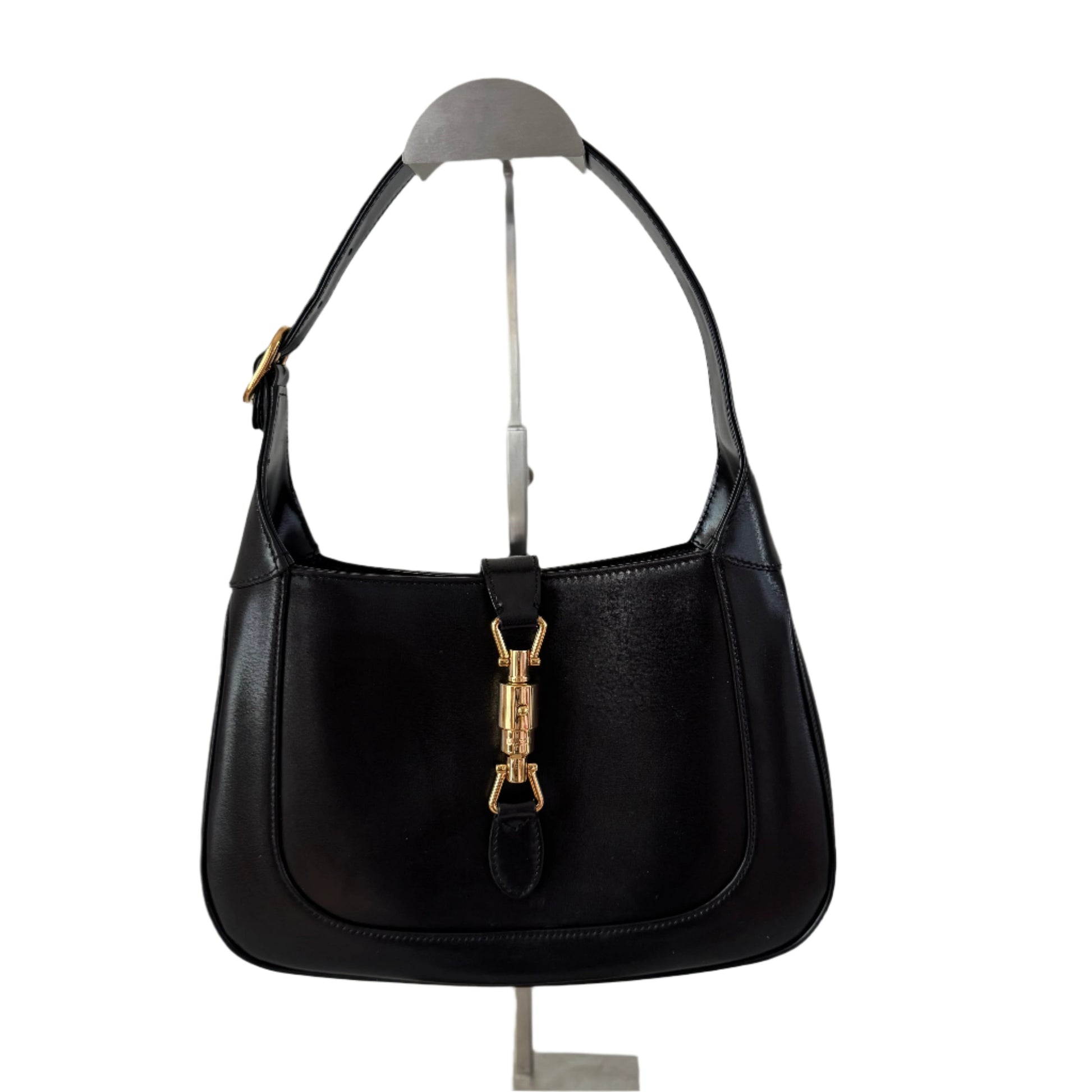 Gucci Jackie 1961 Black Leather Bag Small With Long Strap