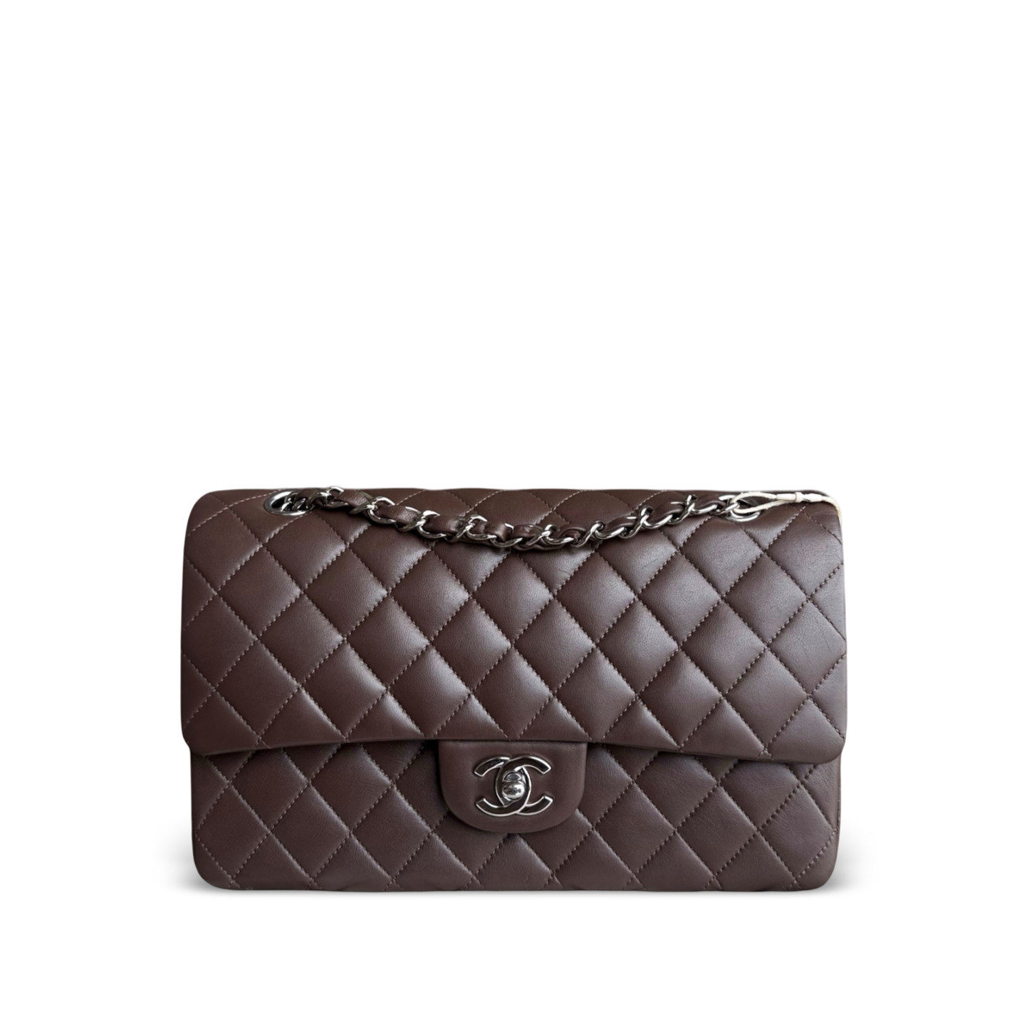 Chanel Classic Flap Medium - 25CM Quilted Lambskin Brown Silver Hardware