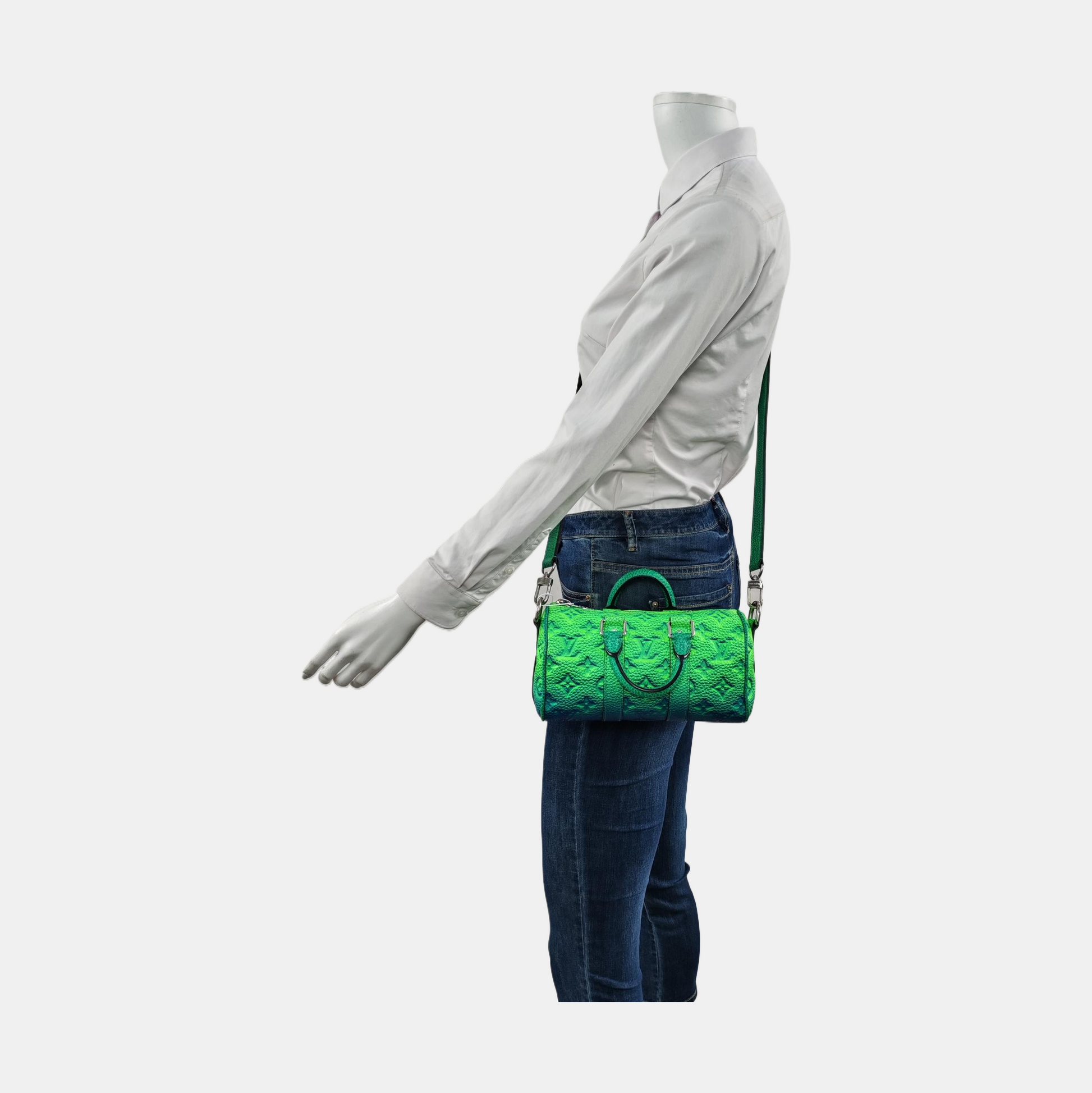 Louis Vuitton Keepall Nano Virgil Abloh Illusion Green/Blue Taurillon Leather Crossbody Bag